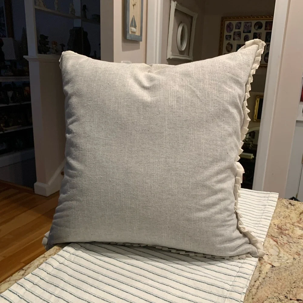 French Country Design Throw Pillow with ruffled edges